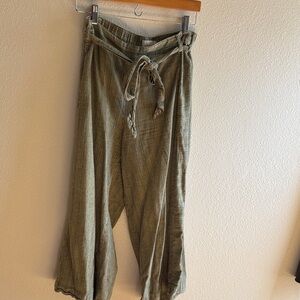 Anthropologie Olive Green  Culotte  with Tie Waist